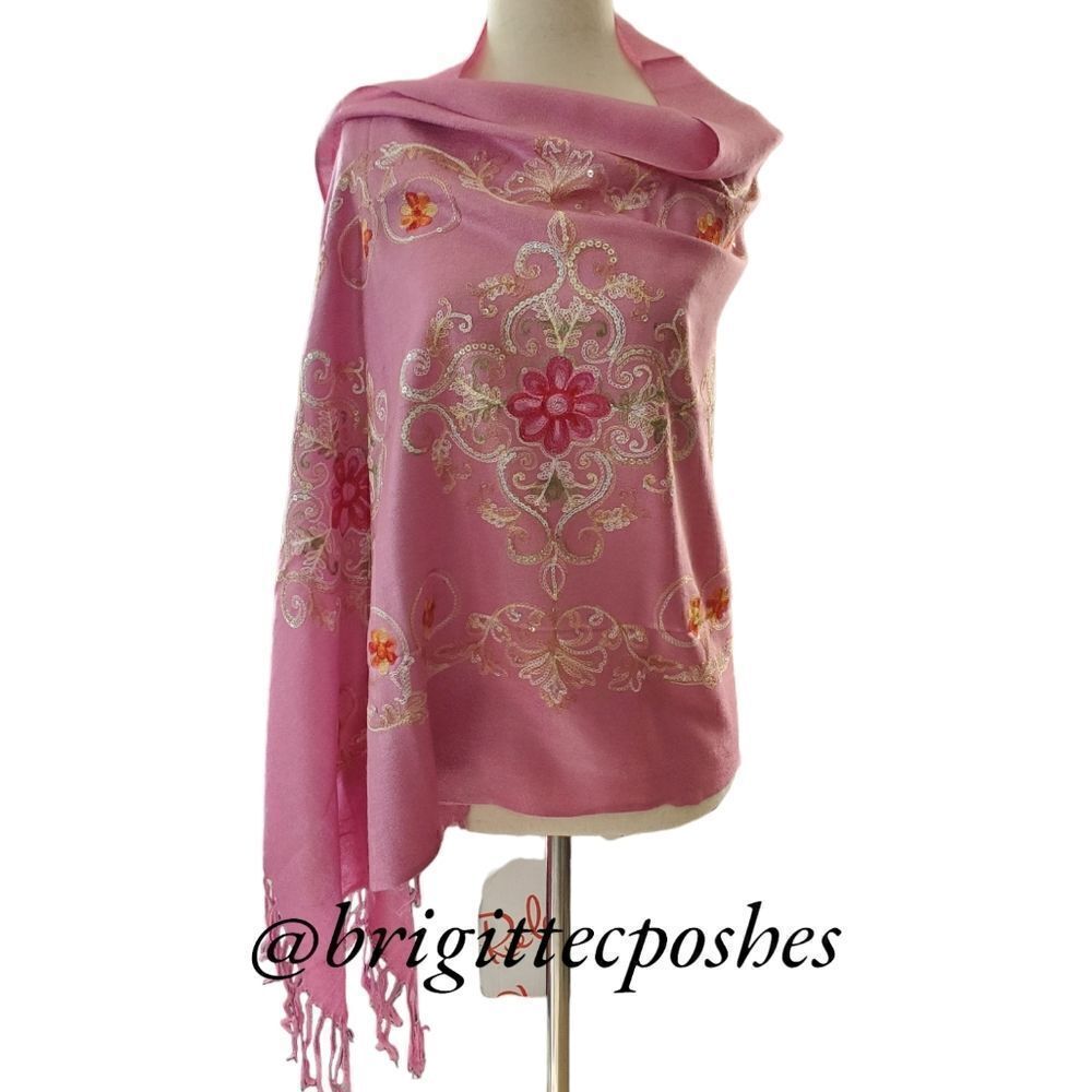 HANDMADE Embroidered Sequined Designed Lavender Shawl